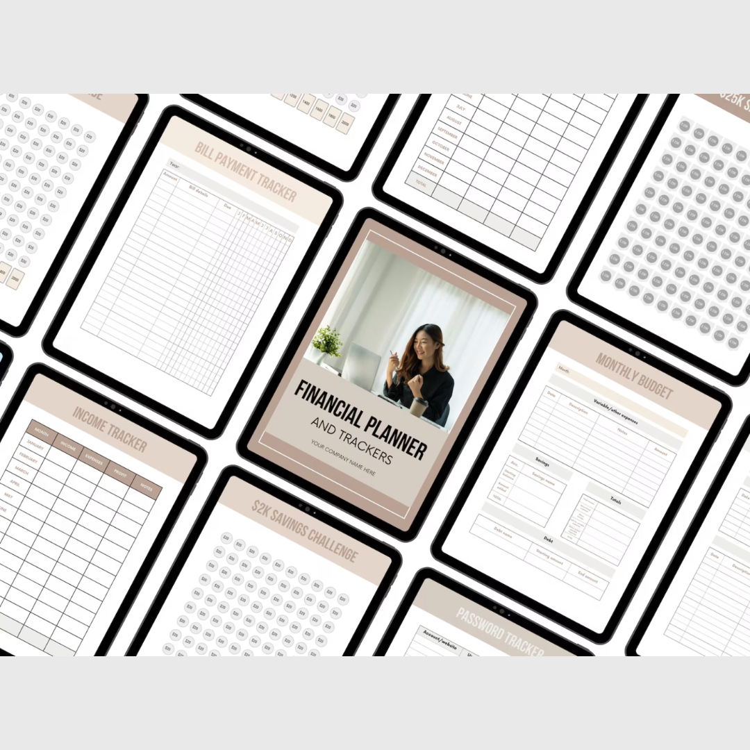 PLR Financial Planner & Trackers | A4 Canva Template | Savings Tracker | Resell Rights Included | Rebrand & Sell as Your Own - Image 3