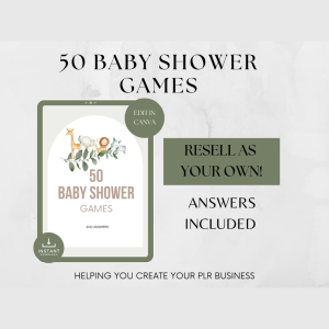 50 Baby Shower Games PLR Bundle | A5 Canva Template | Editable Baby Shower Printables